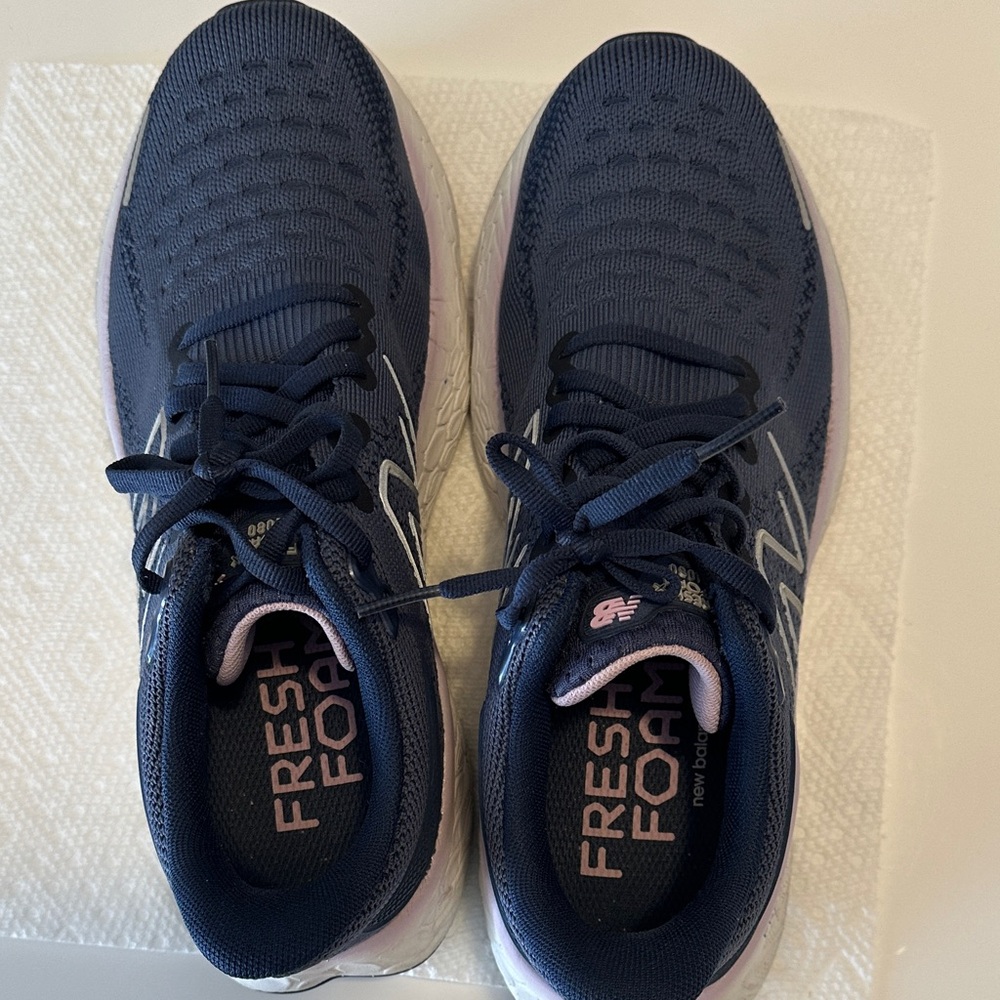 New Balance Women's Navy and Light Pink Fresh Foam Running Shoes